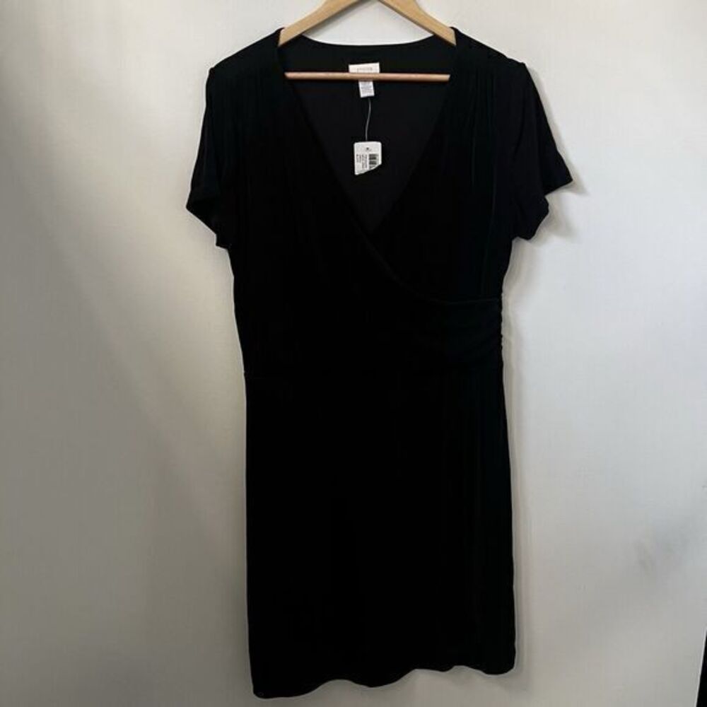 Chicos Travelers Dress Womens 2 Large Wess Wrap Slinky Stretch Knee Length NWT